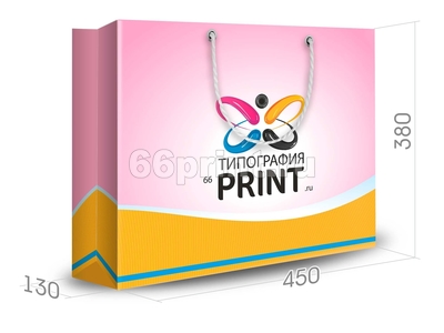 заказать печать 200 Пакетов «А3» горизонт., размеры 450x350x120, бумага 200 г/м², ламинация глянцевая